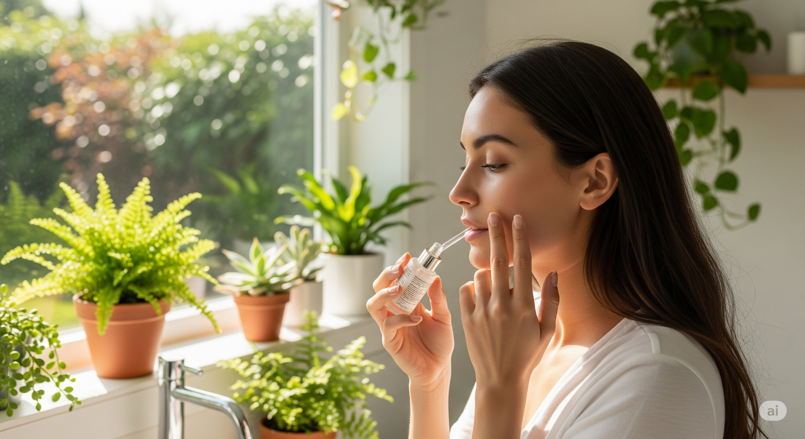 Mujer rodeada de naturaleza